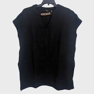 IMAN Black Top with Gold Chain Accent
